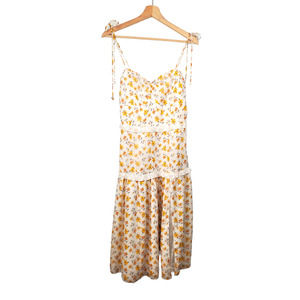 Showpo. Didnt Know Sleeveless Midi Dress Floral Yellow White Lined Size US8